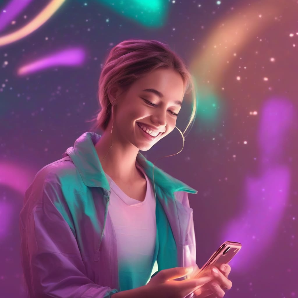 Person smiling and holding phone